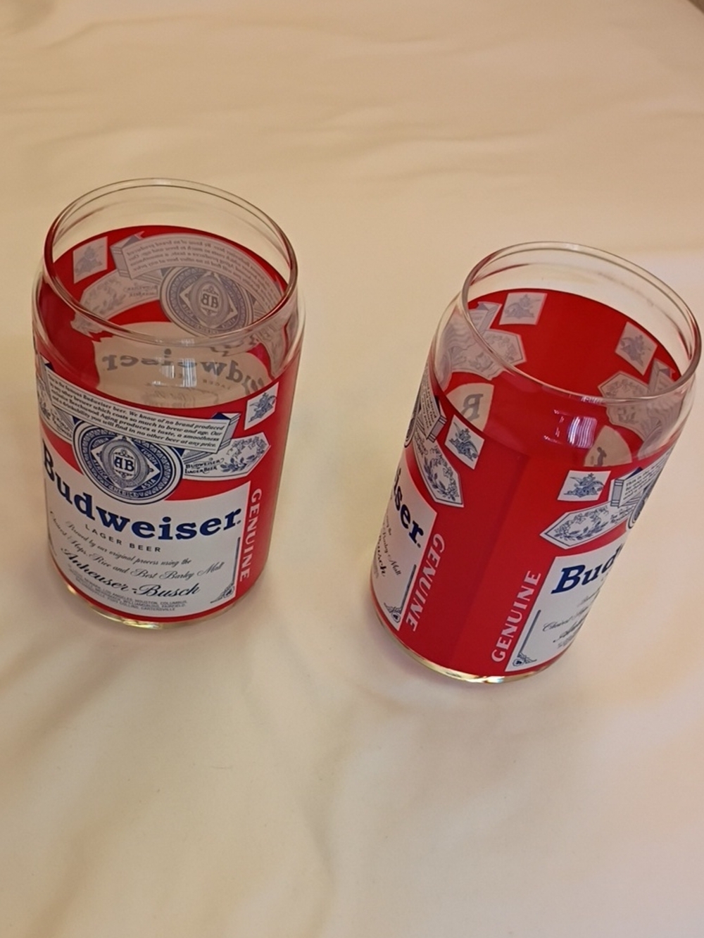 Vintage Budweiser Red Logo Pint Glasses - Pair